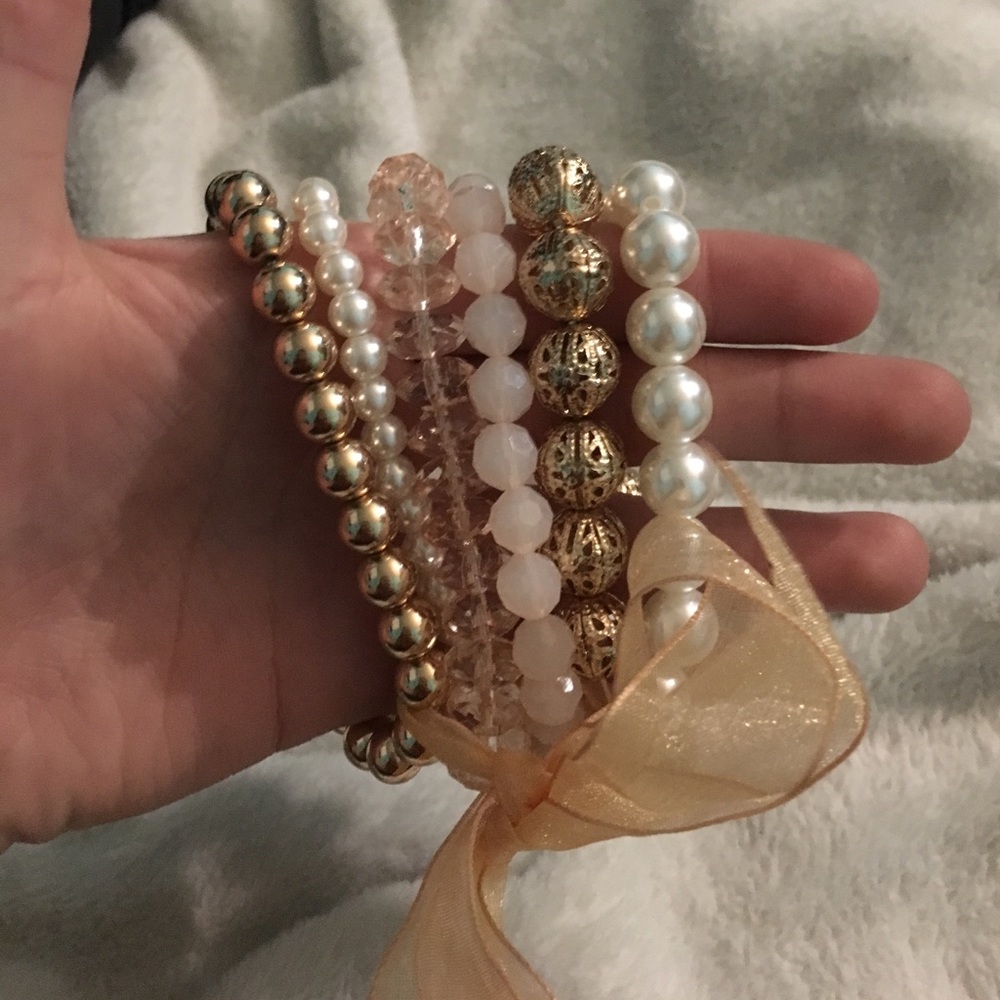 Stack of bracelets tied together