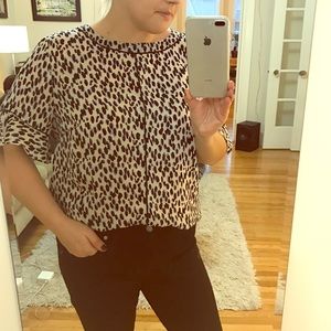 Print blouse with ruffle sleeves