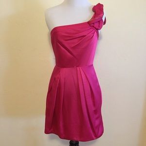 SALE! BCBGMaxAzria hot pink one-shoulder dress