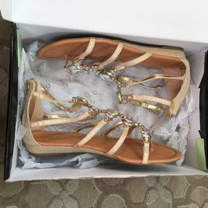 Thalia Pilat Women's Gold Gladiator Sandal