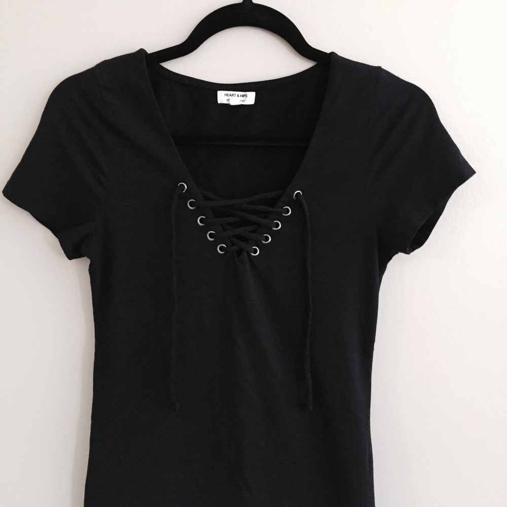 Small Black Lace Up Dress