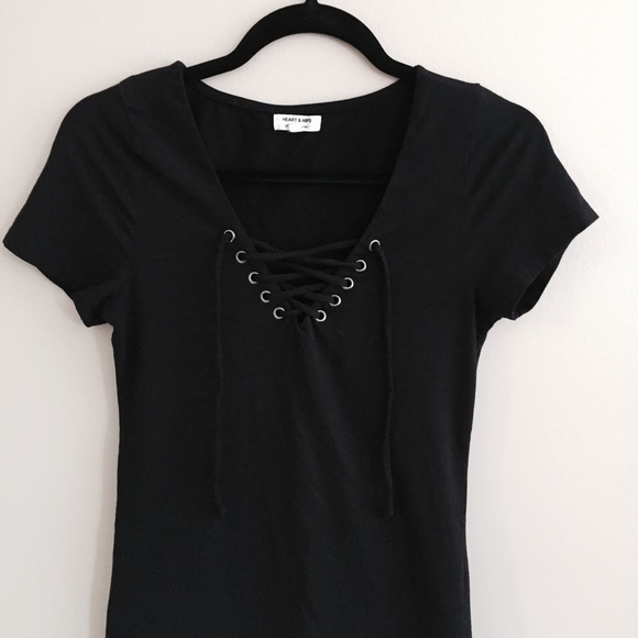 Small Black Lace Up Dress - Picture 1 of 3