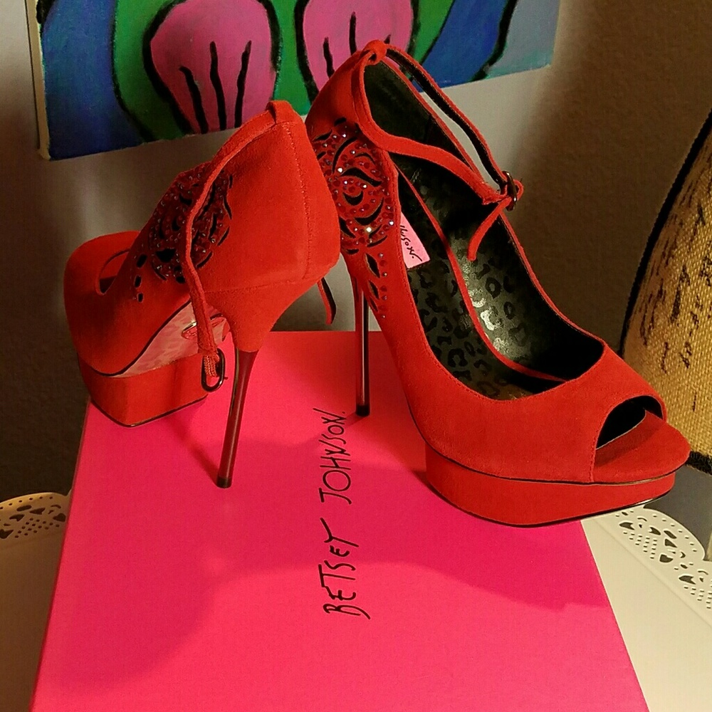 Betsey Johnson RED stilettos NEW