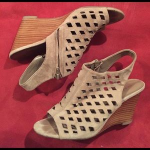 Franco Sarto Suede Caged Wedge