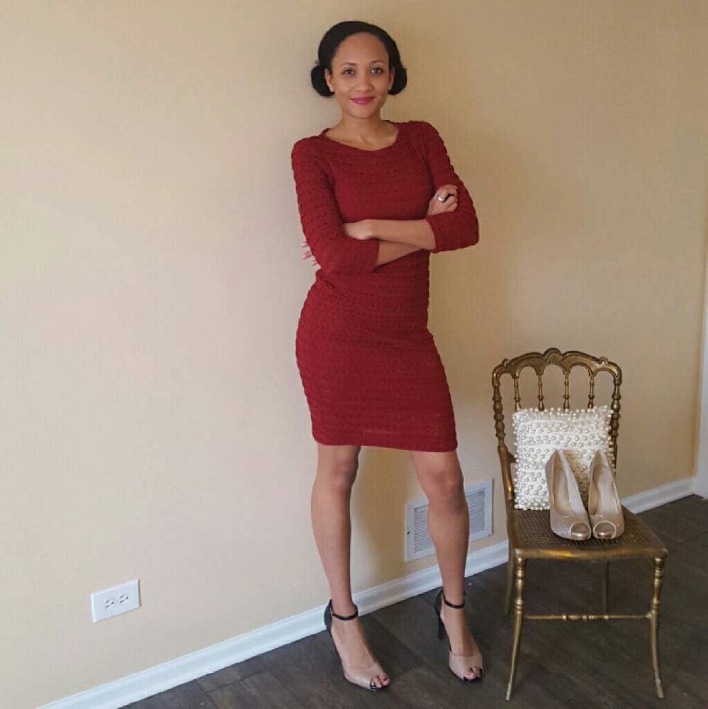 Dressbarn Burgundy Bandage Dress