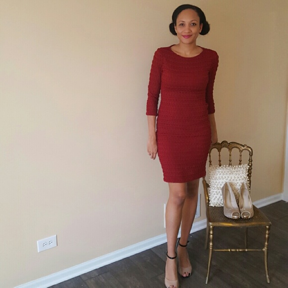 Dressbarn Burgundy Bandage Dress - Picture 2 of 4