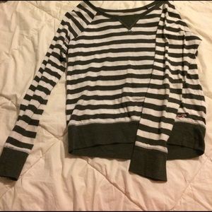 Juniors Hollister XS gray & white striped shirt