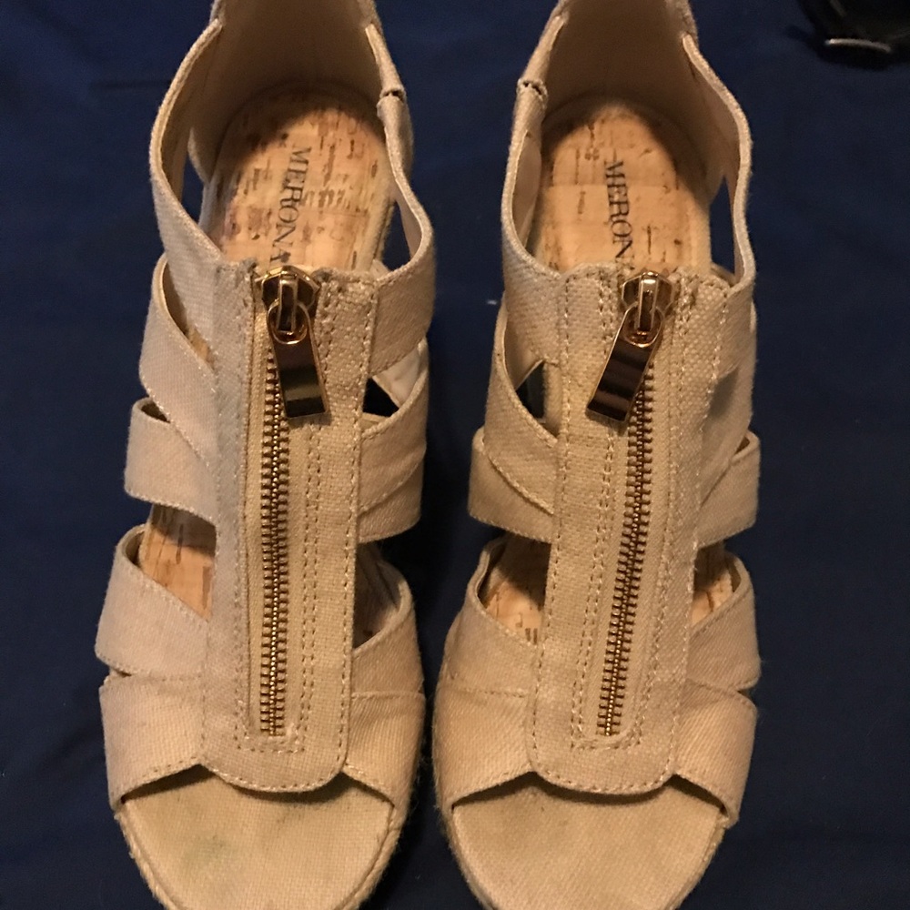 Beige wedge sandals