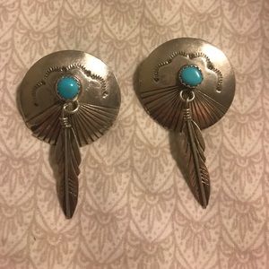 Silver and Turquoise Native Earrings