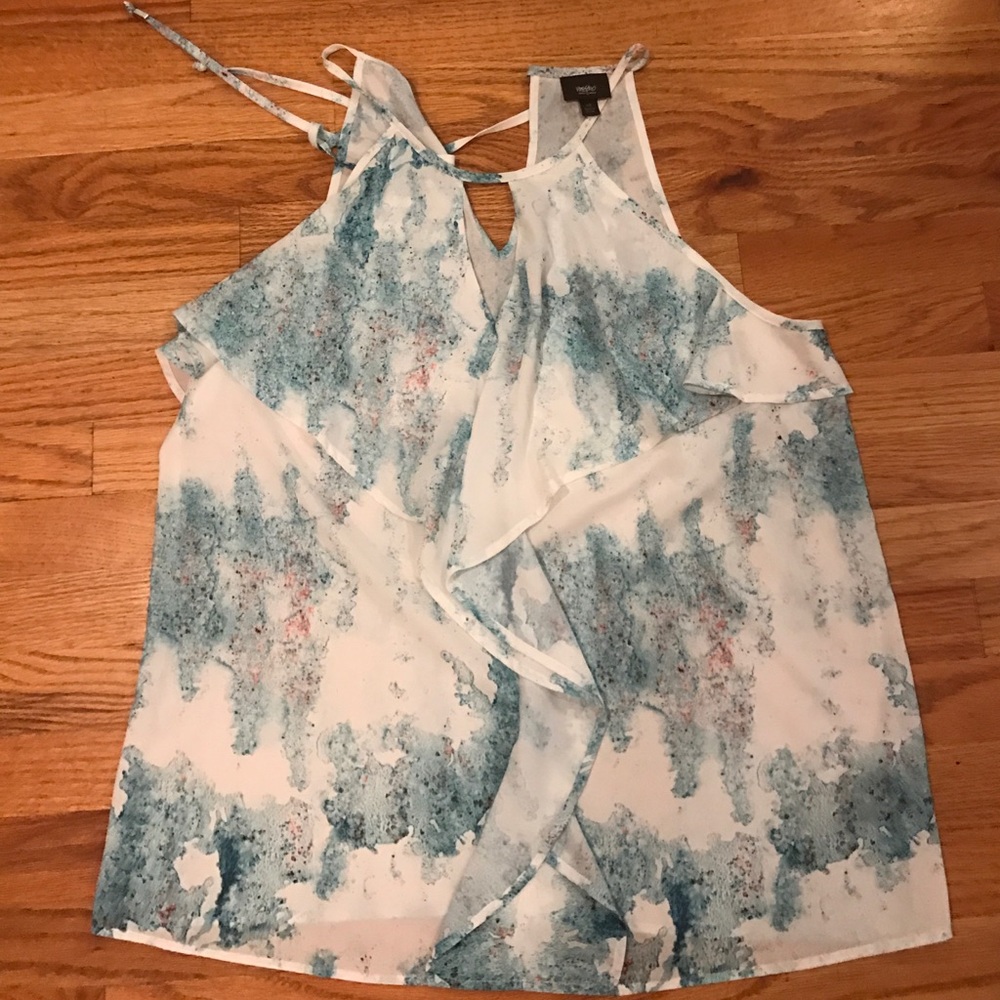 Blue and white tank top last call