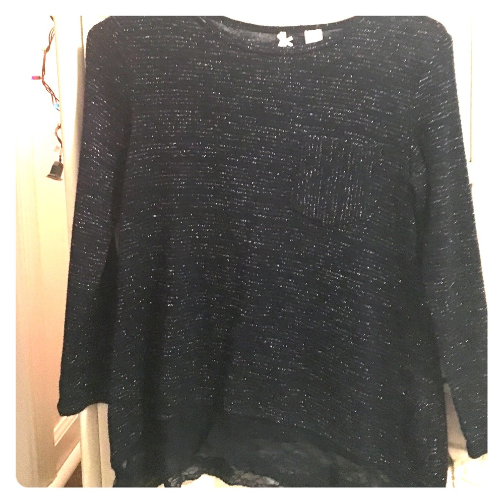Navy and silver sparkly long sleeve top