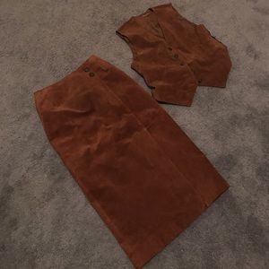 Skirt set with matching vest