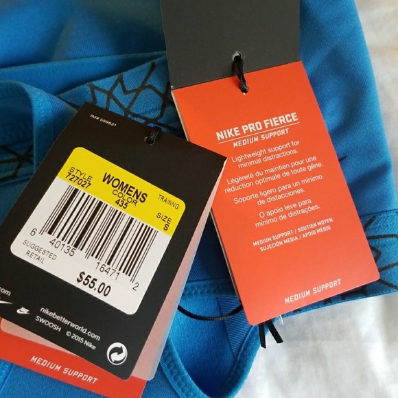 Nike Pro Fierce Blue Medium Support Bra - Picture 8 of 8