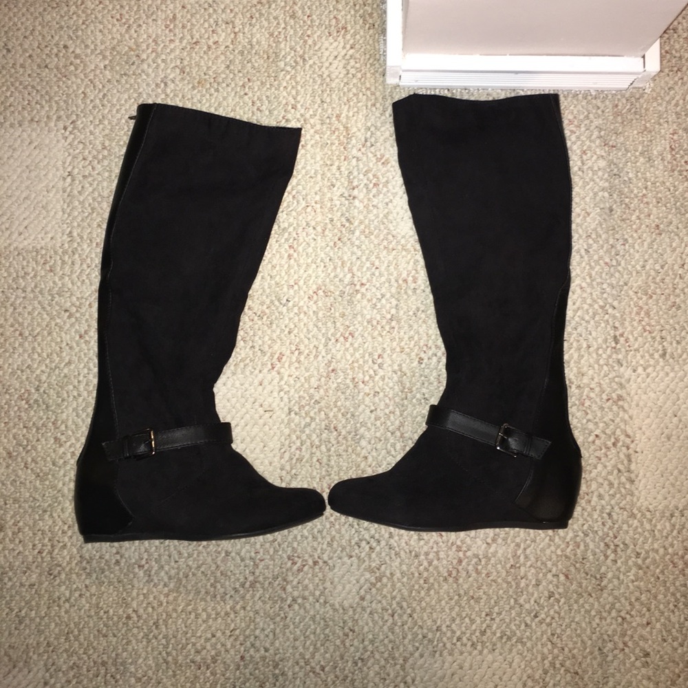 Black suede hidden heel Express Boots