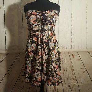 Strapless Dress with Faux Corset Front