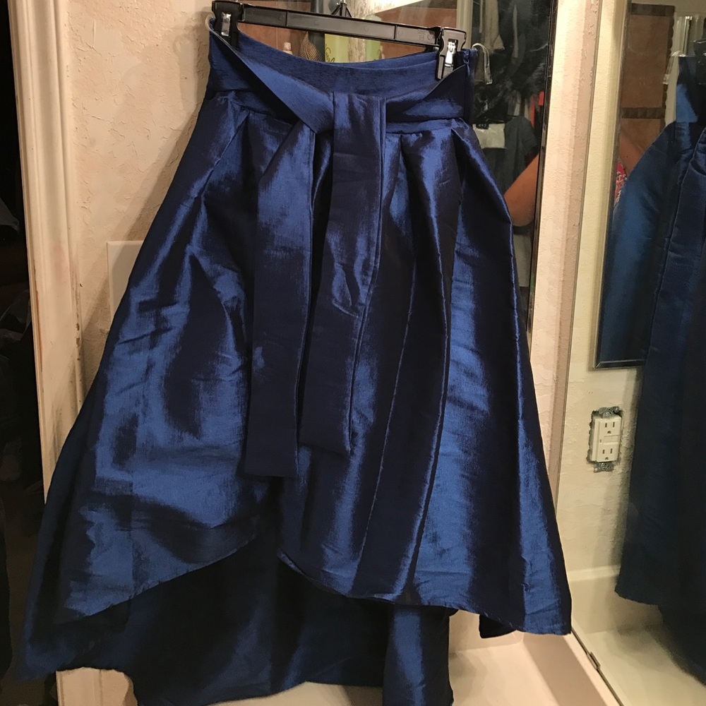 Royal blue high low skirt with belt