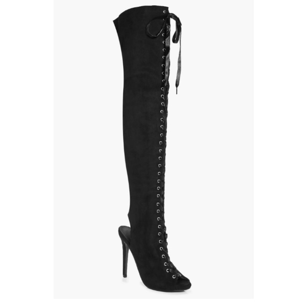 Black thigh high boots