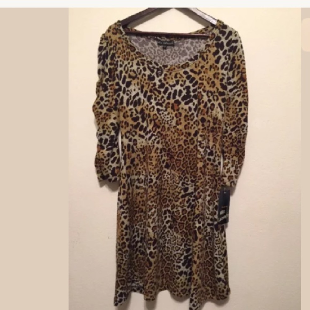 Mille Gabrielle Leopard Print 3/4 sleeve Dress XL