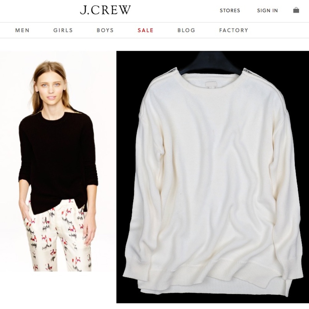 J.Crew Double-zip Boyfriend Off White Sweater
