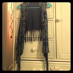 Navy and silver vest