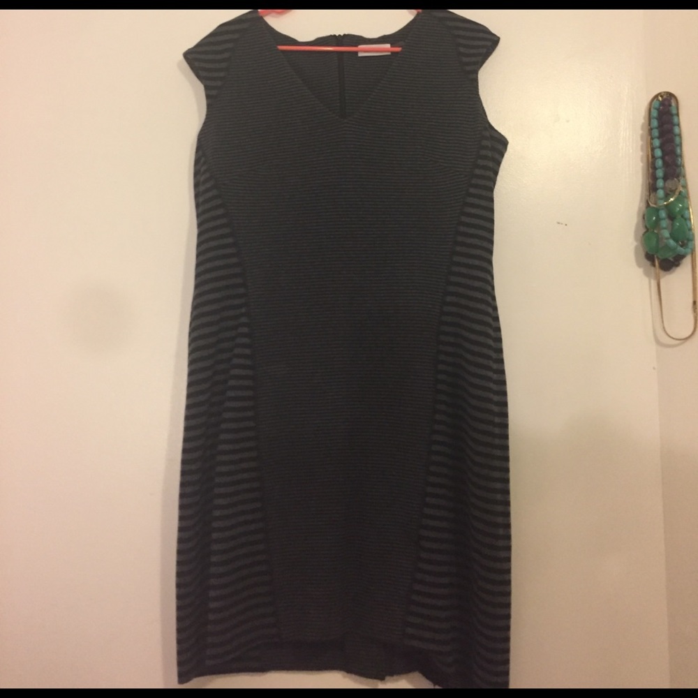 Calvin Klein fitted grey and black dress