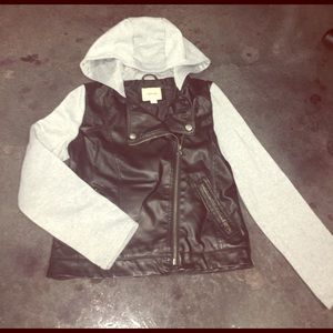 Leather/grey sweat Jacket