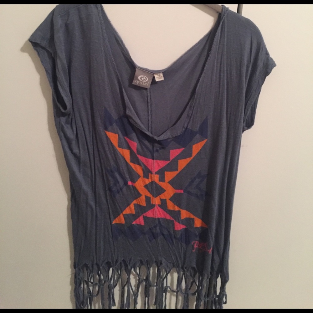 Rip curl fringed shirt