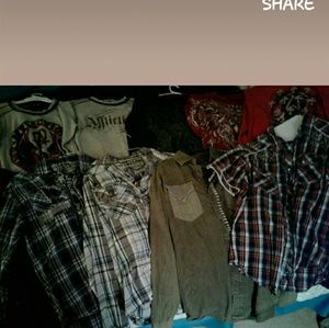 Affliction Long sleeve and button ups.