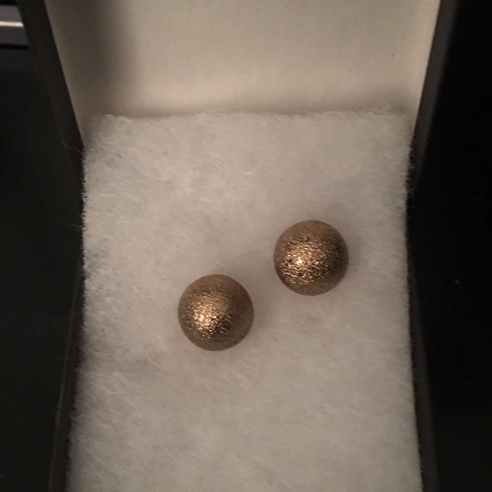 Brushed gold colored ball post earrings