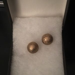Brushed gold colored ball post earrings