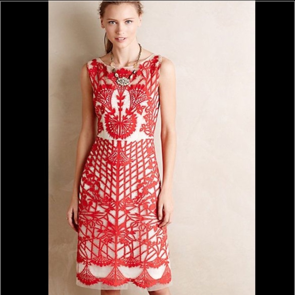 Anthropologie Sugared Ruby Sheath Dress