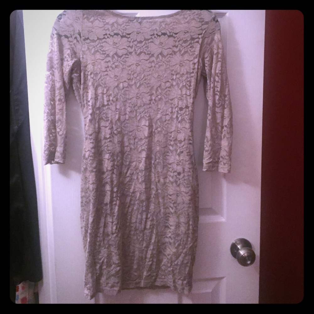 Taupe lace dress