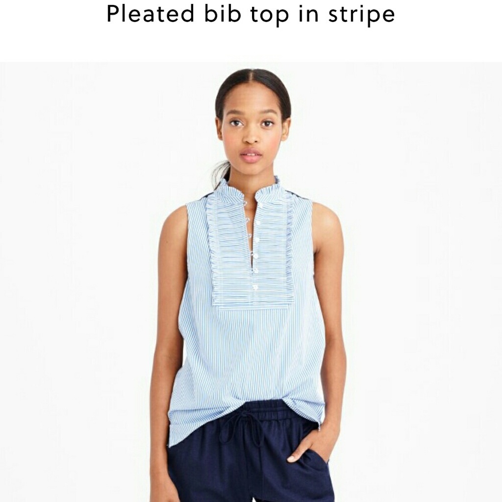 J. Crew pleated bib top in stripe sz 10 item#b1499