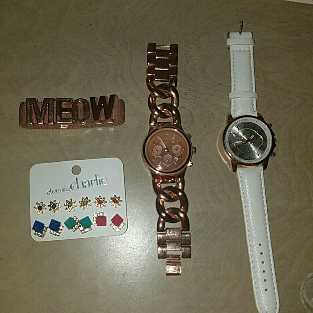 4 watch bundle, 1 bracelet, earring set