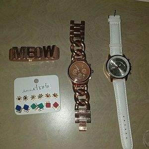 4 watch bundle, 1 bracelet, earring set