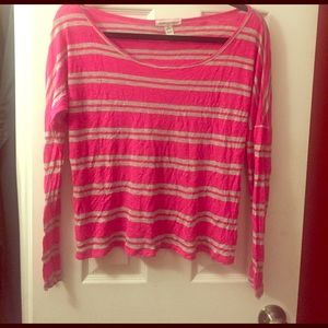 Pink top with grey stripes