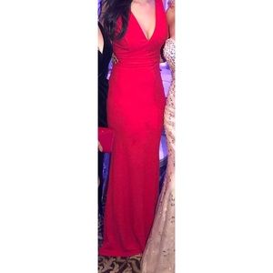 Long red elegant dress gown prom