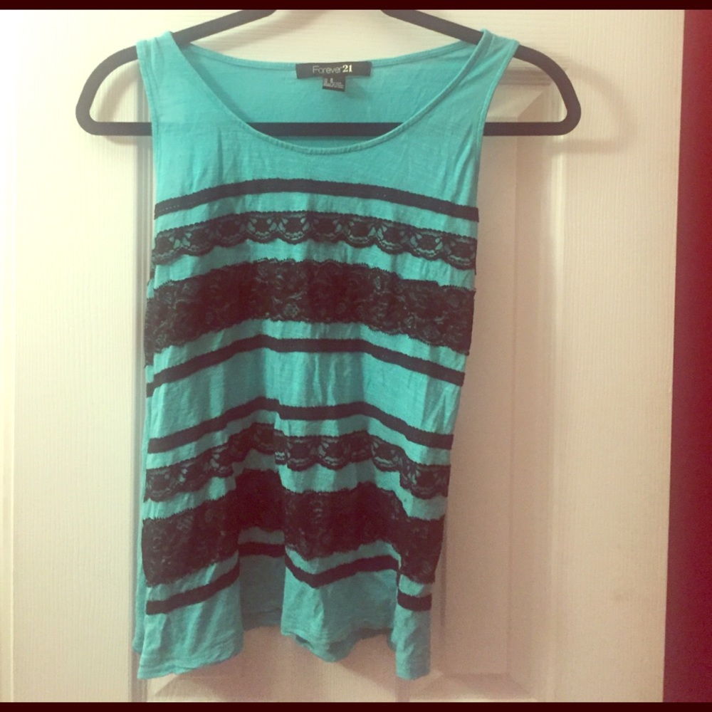 Blue top with lace