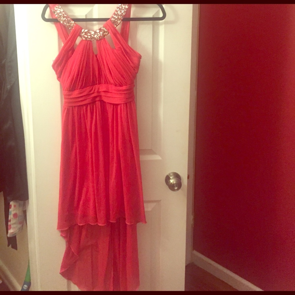 High low pink formal dress