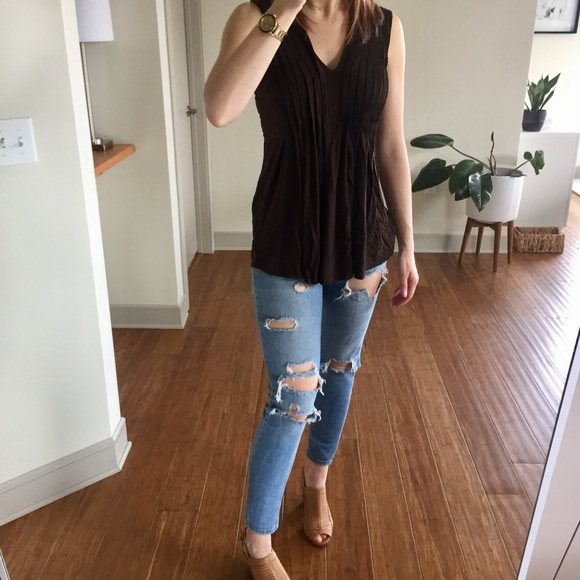 MICHAEL Michael Kors Tops - 💕SALE💕 MICHAEL KORS Pleated Front Brown Tank Top