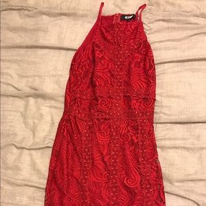 Red Floral Dress By Misguided