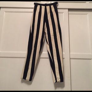 vintage high-waist black and white stripped pants