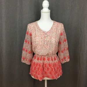 Guess Embroidered Floral Peasant Top