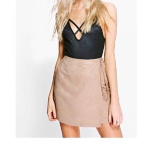 Suede wrap skirt