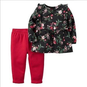 Carter's 2 piece floral ruffle top outfit.
