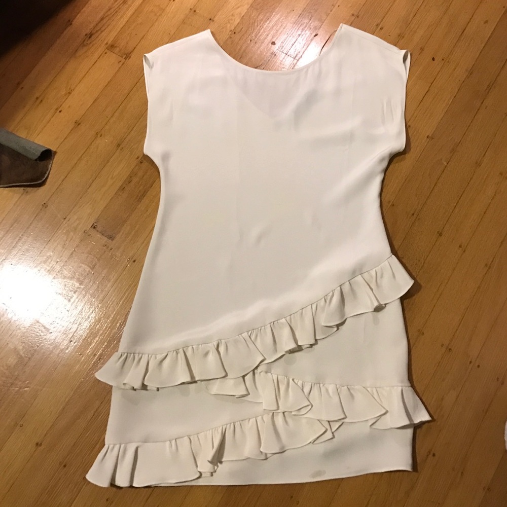 Jay Godfrey white silk dress w ruffles