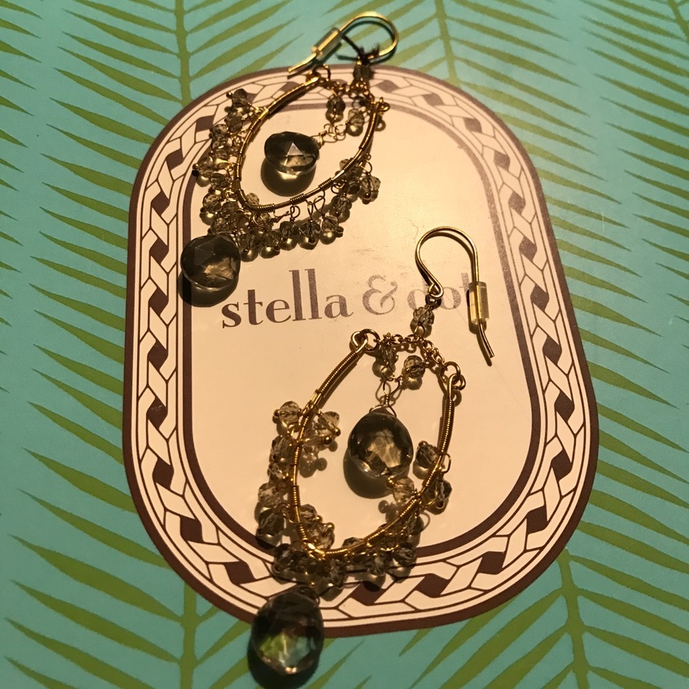 Stella & Dot Gold & Crystal Chandelier Earrings