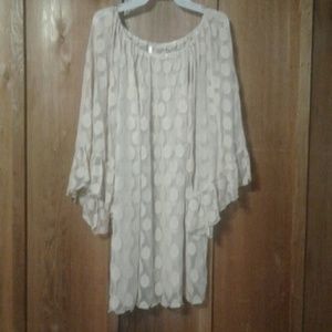 Nude colored Emma Rose polka dot shirt