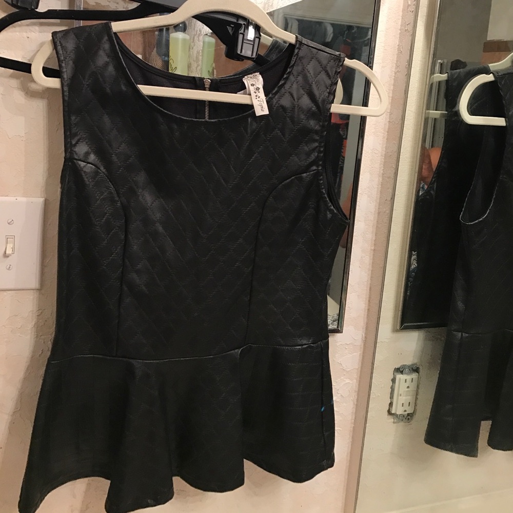 Peplum top faux leather