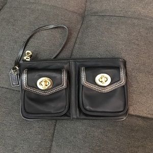 Satin coach wristlet